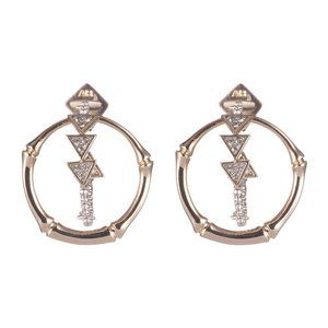 SOLD - Alexis Bittar Crystal Encrusted Gold Bamboo Orbiting Post Hoop Earrings